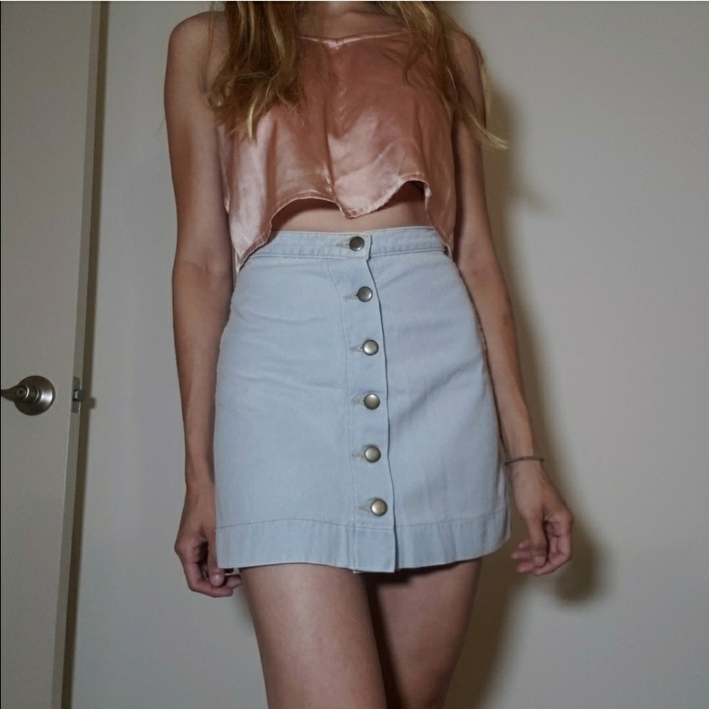 American apparel button down denim skirt